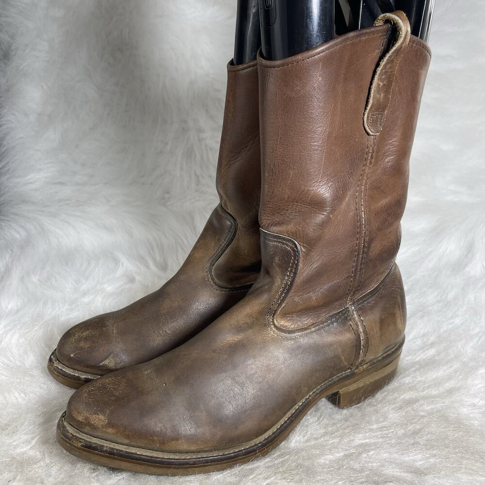 Red Wing 1155 Pecos Pull On Work Boots Brown Leather Men’s US 10 D Made In USA